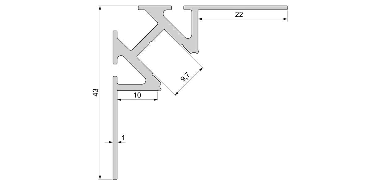 Alu Fliesen-Profil für 10 mm Fliesen / Ecke innen mit opalweißer Abdeckung
